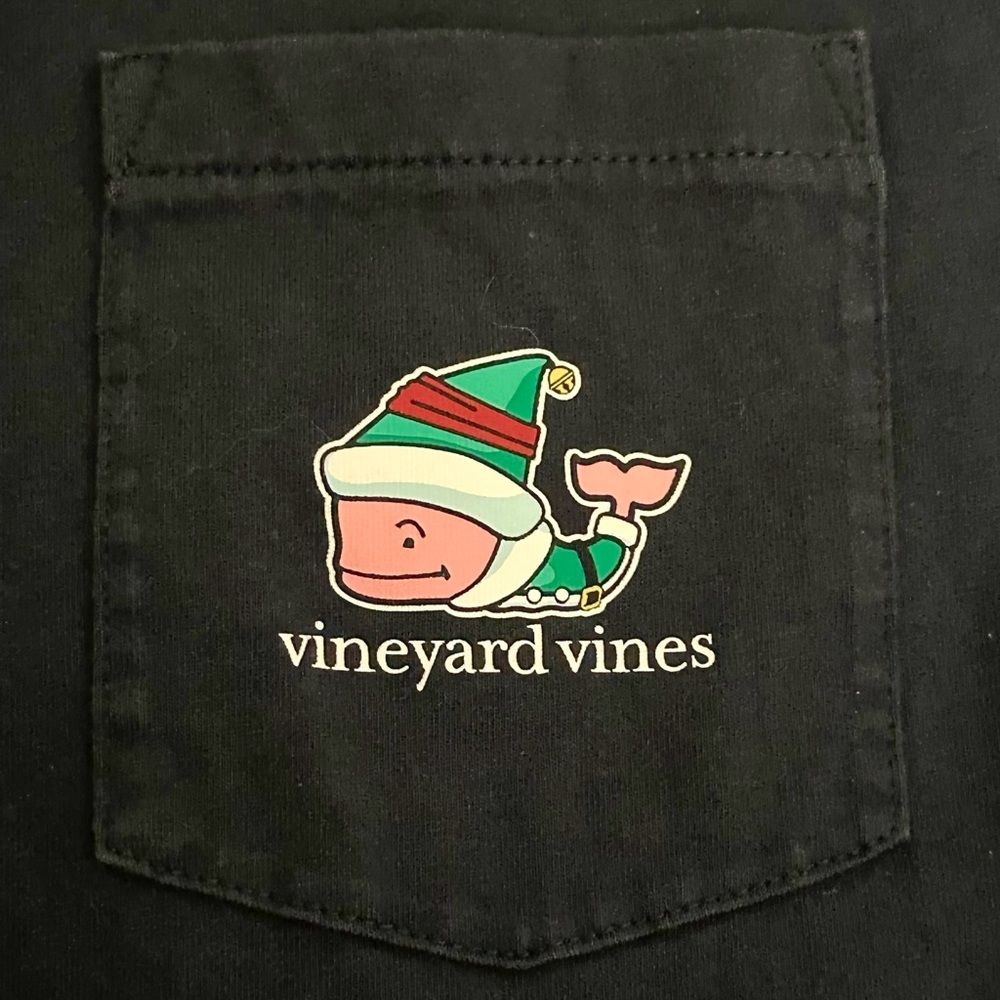 🎄 Vineyard Vines T-Shirt L Holiday 2017 Long Sleeve Navy - Picture 2 of 8